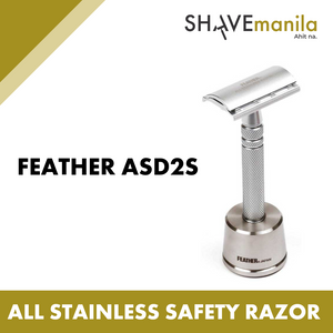 Feather All Stainless Steel Double-Edge Razor, Model AS-D2S with Stainless Stand