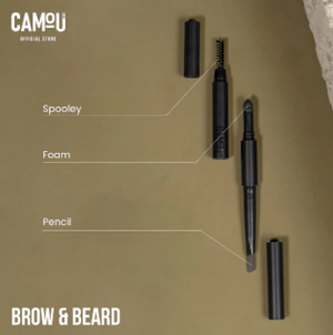 Camou Men's Brow and Beard Facial Hair Styler with Keratin Biotin Water Resistant