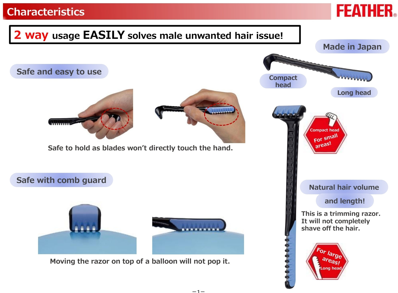 Piany 2 Way Body Hair Trimmer for Men by Feather