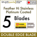 Feather New HI STAINLESS Platinum Coated Blades 5 pcs