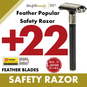 Feather Popular Double Edge Safety Razor Shave Bundle